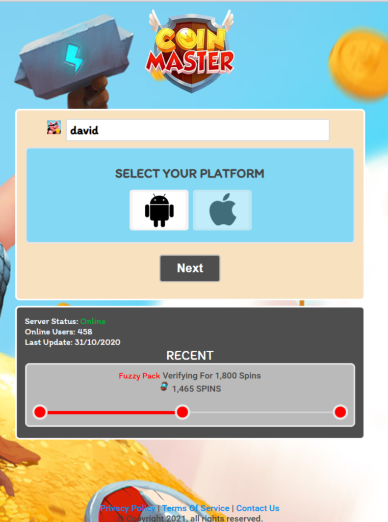 Get free spins in coin master.