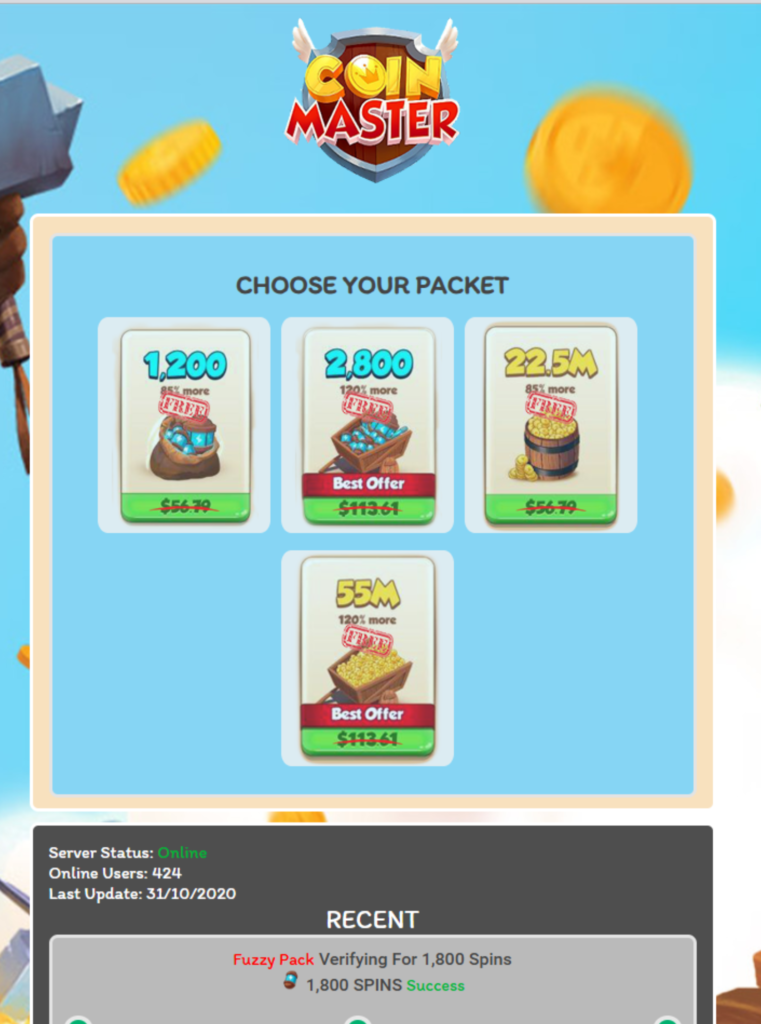 Get free spins in coin master.